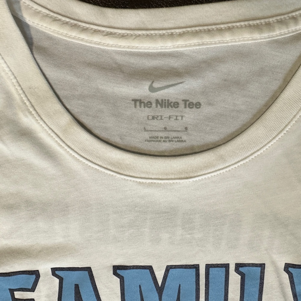 Nike White and Blue Long Sleeve Tee with Bold Print - Picture 3 of 6